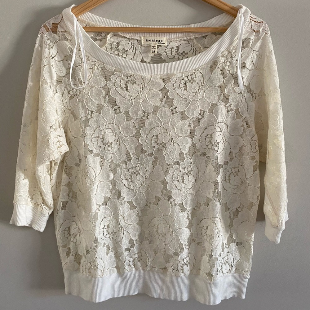 Monteau Cream Lace Top - Picture 1 of 4